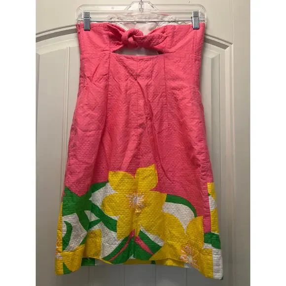Lilly Pulitzer Women Strapless Franco Daffodil Tie Back Sheath Dress Size 2 Pink - Picture 2 of 3